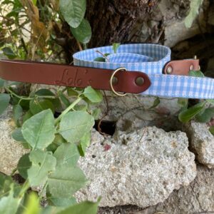 Correa y collar de tejido Lolo de LOLO'S en vichy azul claro
