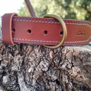 Collar para Perros de piel costuras azul y blanca