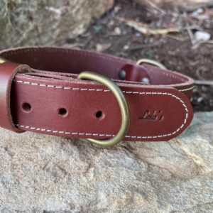 Collar para Perros de piel con costura beige