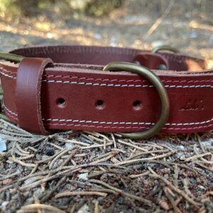 Collar para Perros de piel costuras coral y blanca