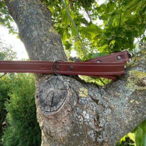 Correa para Perros de piel costuras coral y blanca