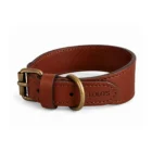 Collar ancho para galgos Clasic en piel natural con hebilla oro viejo