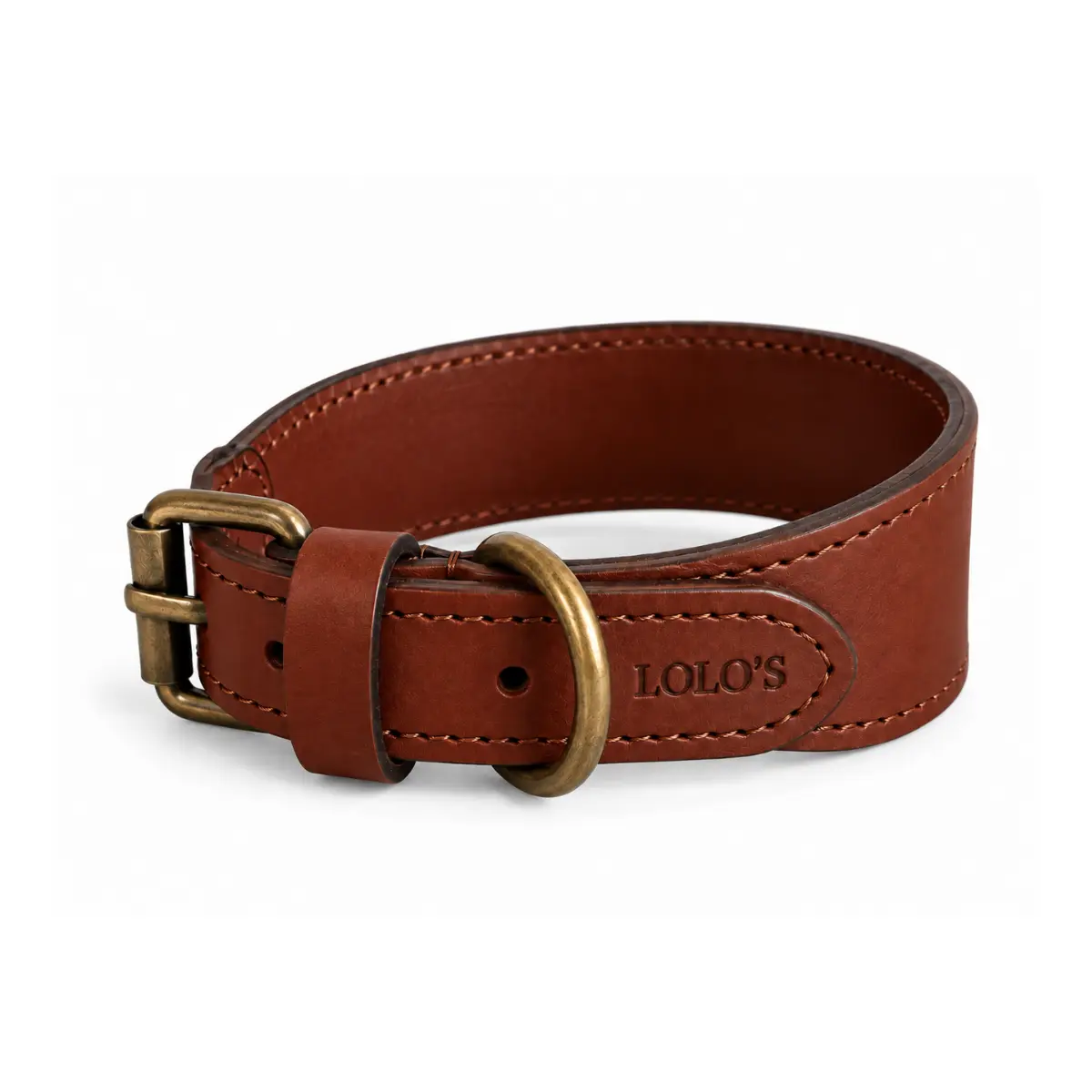 Collar para galgos Clasic de piel natural Collar ancho para galgos Clasic en piel natural con hebilla oro viejo